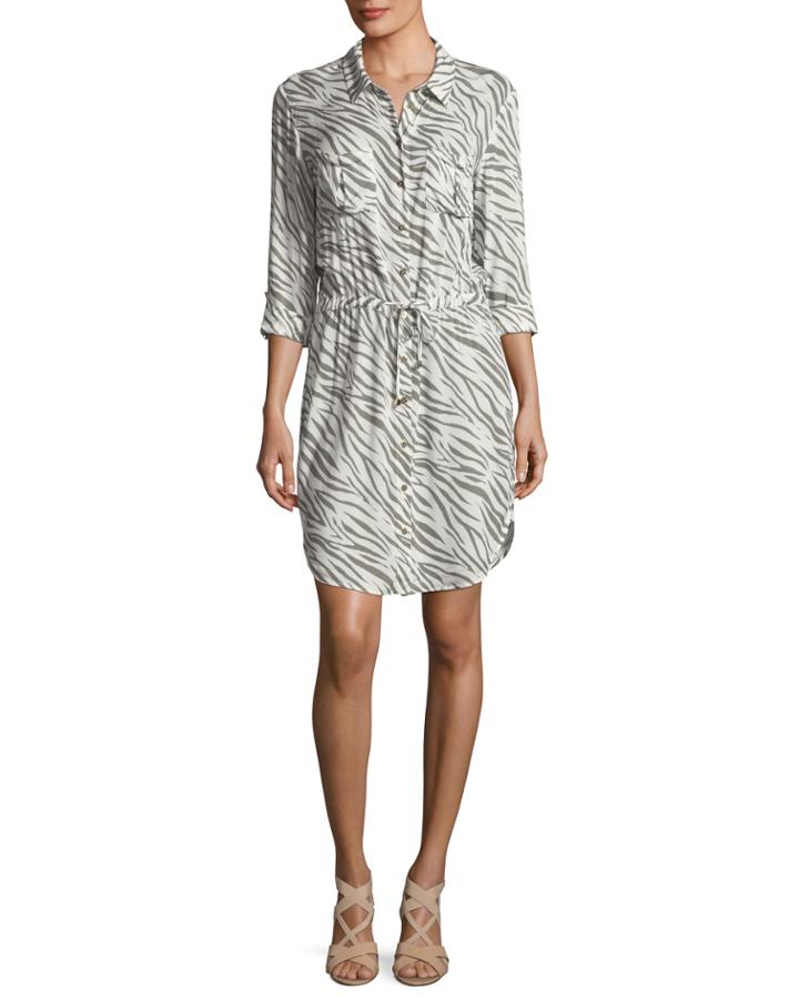 Kalahari Button-front Zebra-print Beach