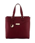 Pebbled Leather Tote Bag, Red