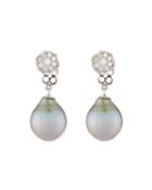 18k Whispering Tahitian Pearl & Diamond Drop Earrings