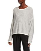 Petite Striped Dropped Shoulder Long-sleeve