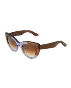 Cat-eye Plastic Sunglasses, Brown