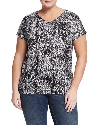Short-sleeve Dolman Top, Black/white,