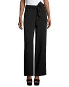 Tie-belt Wide-leg Pants, Black