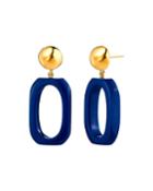 Rectangular Link-drop Earrings, Blue