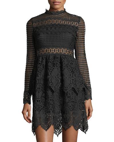 Ls Lace Scallop Hem Dress