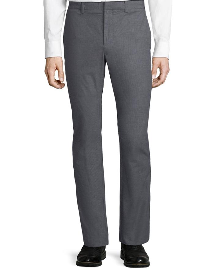 Crosshatch Slub Flat-front Pants
