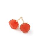18k Gold Rock Candy Round Stud Earrings - Orange Carnelian