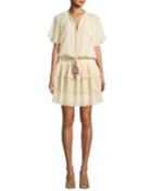 Pebble Tassel-neck Floral Motif Dress With Tiered