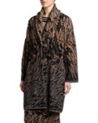 Tiger Jacquard Shawl-collar Coat