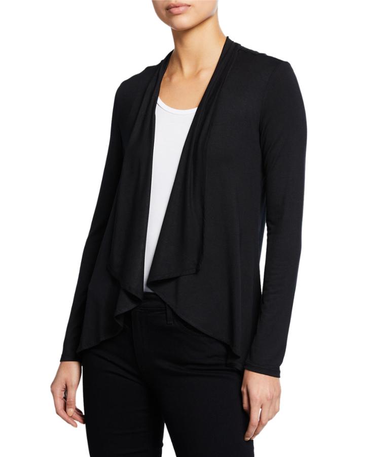 Draped Open-front Jersey Cardigan