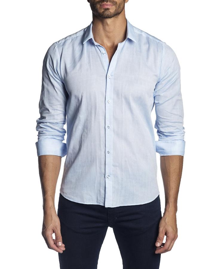 Men's Semi-fitted Solid Poplin Long-sleeve Button-down