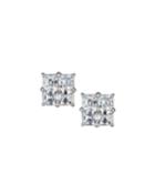 Square Cubic Zirconia Stud Earrings, Clear