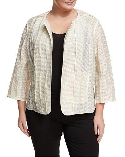 Charlane Topstitch Mesh Long-sleeve Topper Jacket,