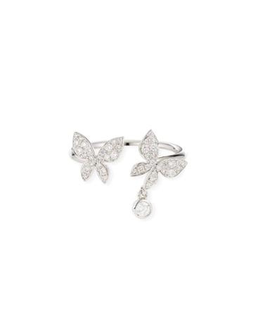 18k White Gold Diamond 2-butterfly Ring,