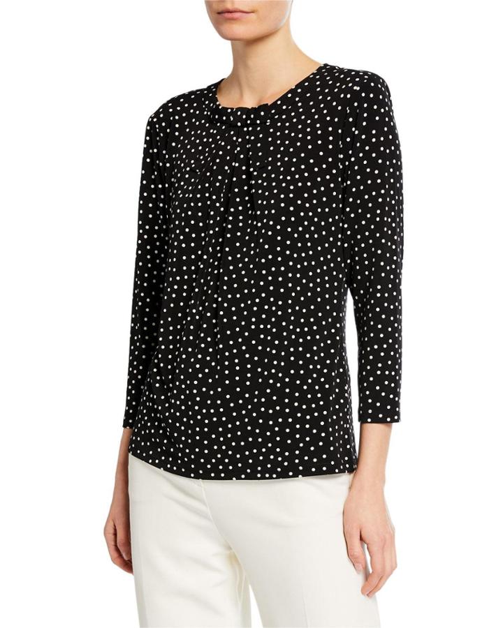 Polka Dot Bow 3/4 Sleeve Knit Top