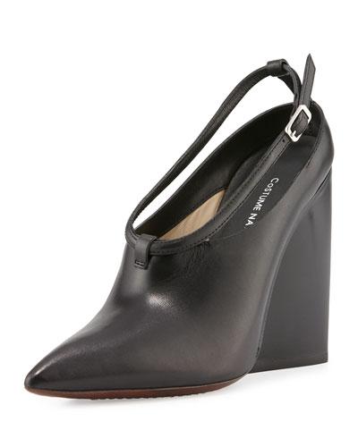 Pointed-toe Wedge Bootie, Black