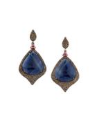 Sapphire, Tourmaline & Diamond Drop Earrings
