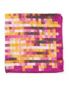 Grid-print Silk Pocket