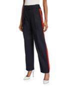 Side-striped Belted Trousers