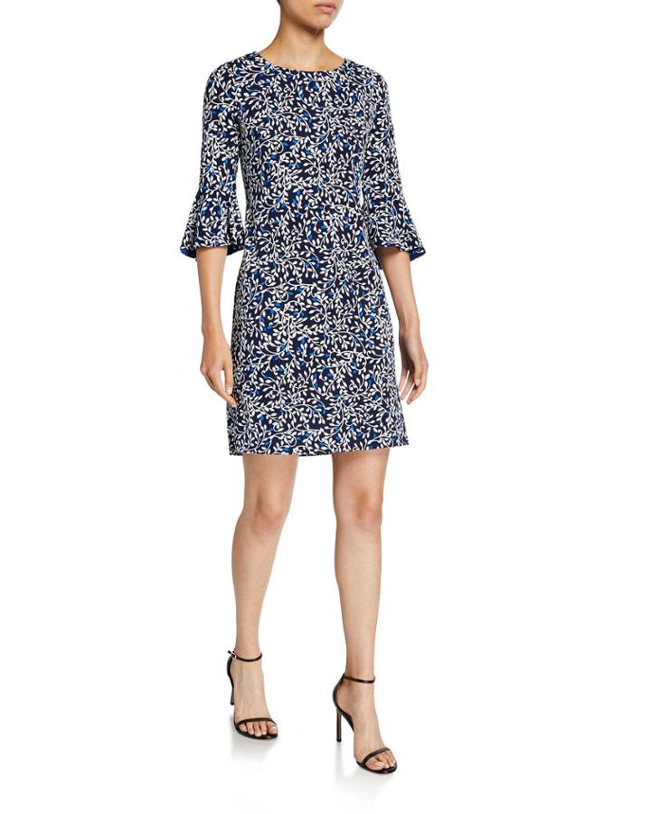 Floral-print Flutter-sleeve