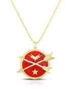 Enamel 2-arrow Pendant Necklace W/ Cubic Zirconia, Red