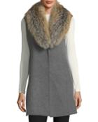 Luxury Double-faced Cashmere Vest W/ Fox Fur Collar