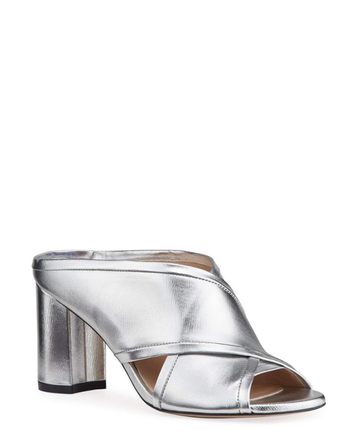 Sam Crisscross Metallic Slide Heel