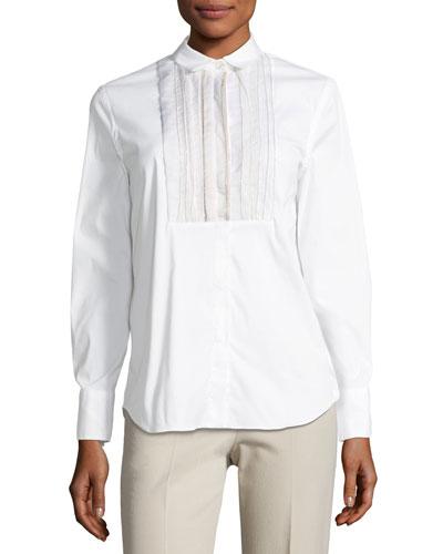 Monili-beaded Bib Poplin Top