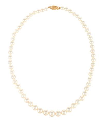 14k 9mm Graduated Cultured Pearl Necklace,