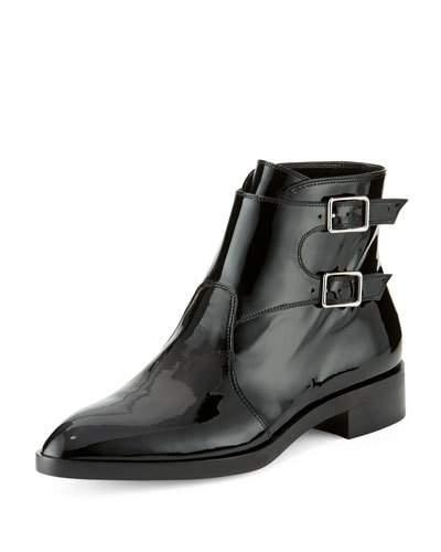 Patent Side-buckle Bootie, Black