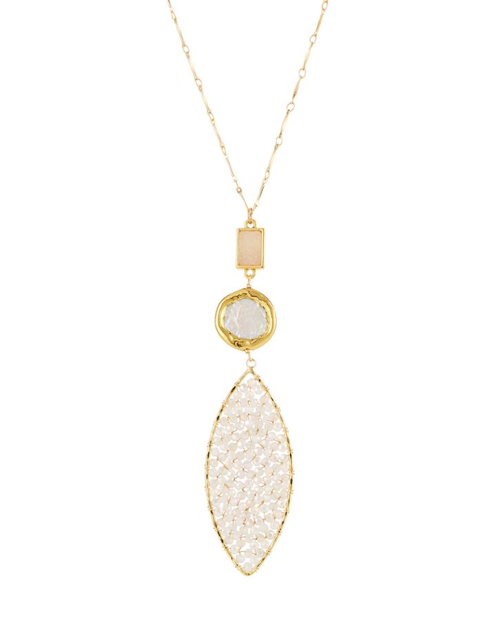 Beaded Marquise Pendant Necklace