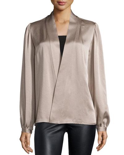 Long-sleeve Wrap Blouse, Bison