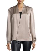 Long-sleeve Wrap Blouse, Bison