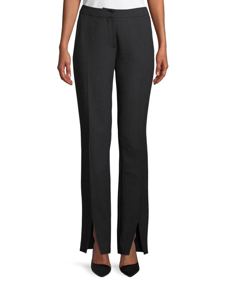 Leena Pinstripe Straight-leg Pants W/