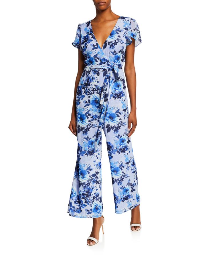 Floral-print Faux Wrap Jumpsuit
