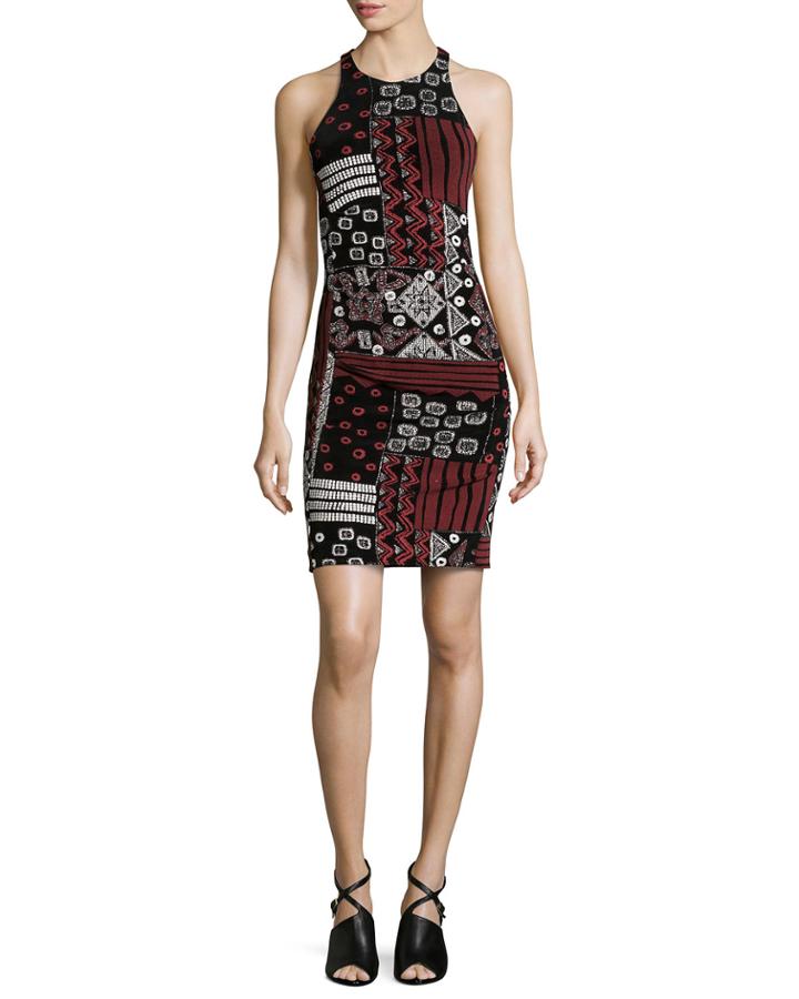 Nicole Miller Artelier Glitter Crisscross Back Dress, Black Multi, Women's,