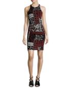 Nicole Miller Artelier Glitter Crisscross Back Dress, Black Multi, Women's,