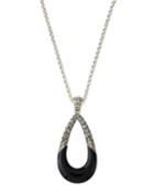 Classic Chain Black Onyx Pendant On Mini Rolo Chain