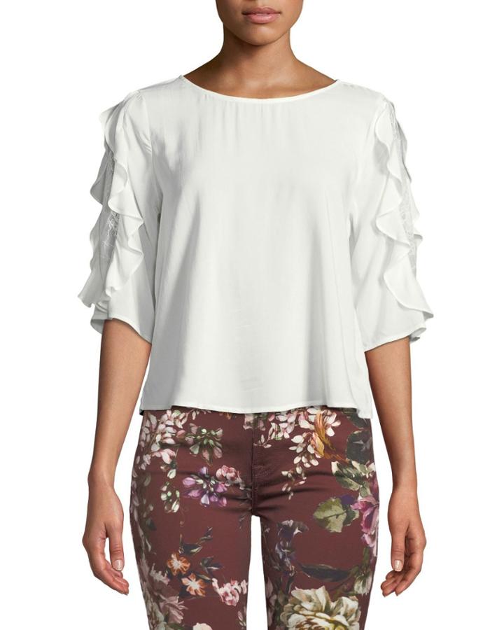 Ruffle-sleeve Lace Challis