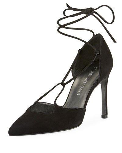 Onastring Suede Self-tie Pump, Black
