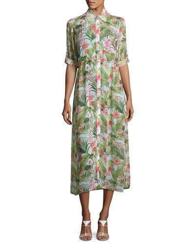 Beau Floral-print Chiffon Shirtdress,