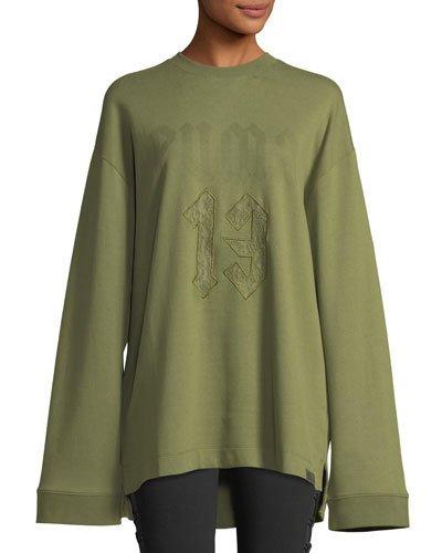 Oversized Graphic Sweatshirt, Olive