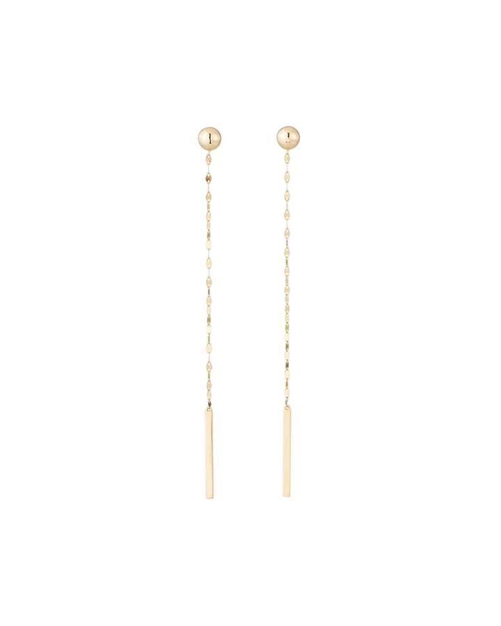 14k Gold Bead & Linear Chain Earrings
