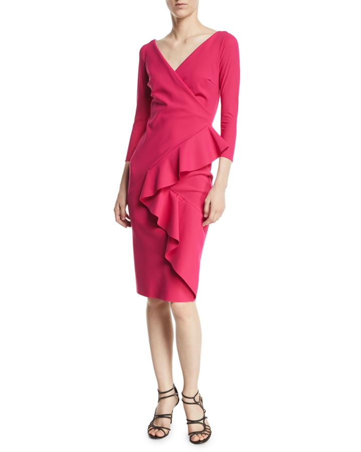 Ceren Faux-wrap Ruffle Cocktail Dress