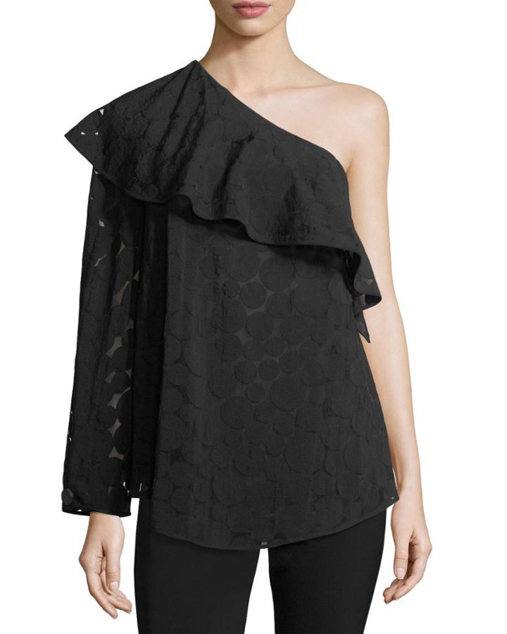 One-shoulder Ruffle Circle