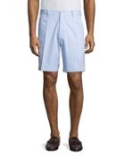 Salem Houndstooth-print High-drape Performance Shorts, Cottage Blue