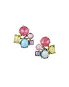 18k Rock Candy Cluster Stud Earrings In Fall Rainbow