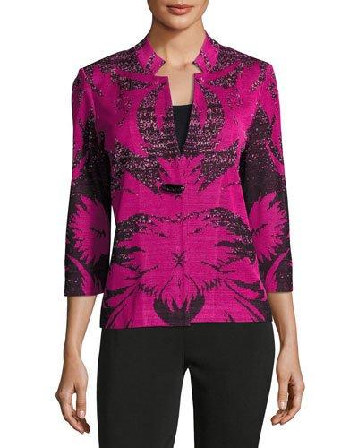 3/4-sleeve Floral-print Jacket,