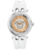 Khai Two-tone Watch W/ Leather Strap, White/multi