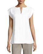 Joanie Hand-embellished Linen Blouse, White